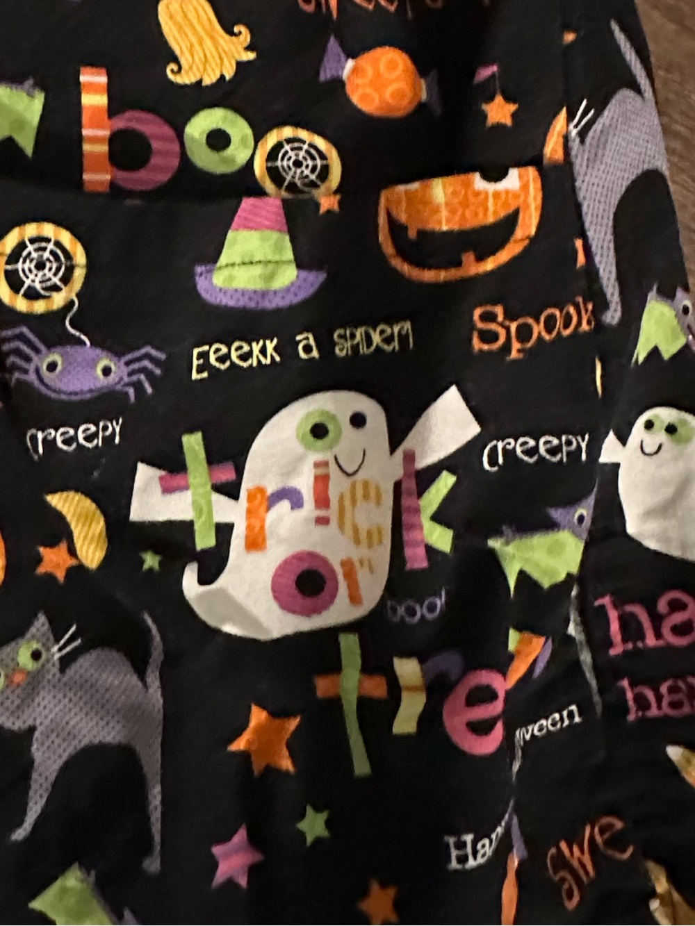 SB Scrubs Black Halloween Print Scrub Top with Multicolor Accents - Picture 4 of 4